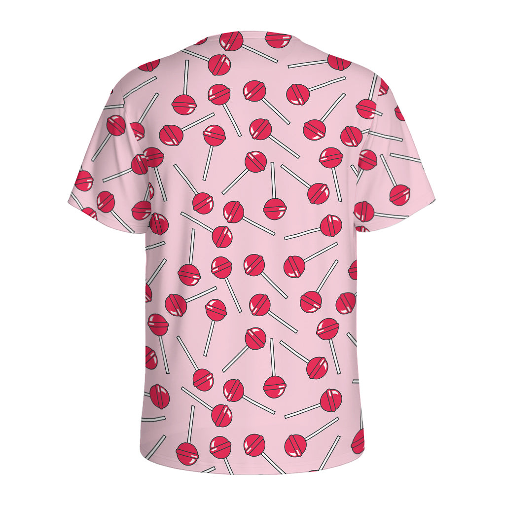 Cartoon Lollipop Pattern Print Men's Sports T-Shirt