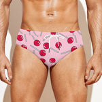 Cartoon Lollipop Pattern Print Men's Swim Briefs