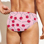 Cartoon Lollipop Pattern Print Men's Swim Briefs
