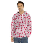 Cartoon Lollipop Pattern Print Men's Velvet Pullover Hoodie