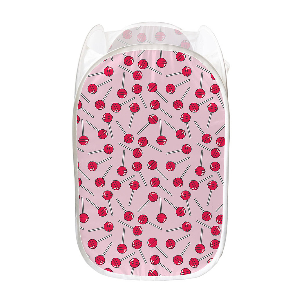 Cartoon Lollipop Pattern Print Mesh Laundry Hamper