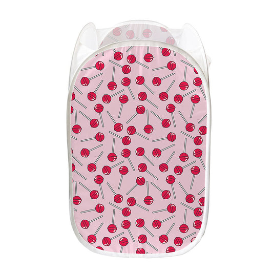 Cartoon Lollipop Pattern Print Mesh Laundry Hamper