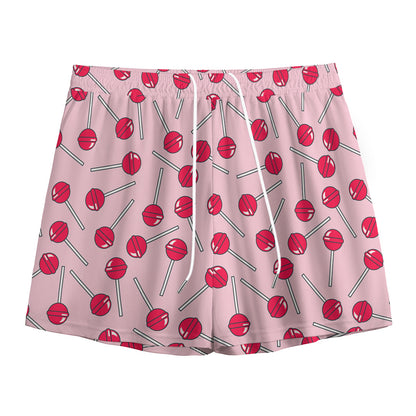 Cartoon Lollipop Pattern Print Mesh Shorts