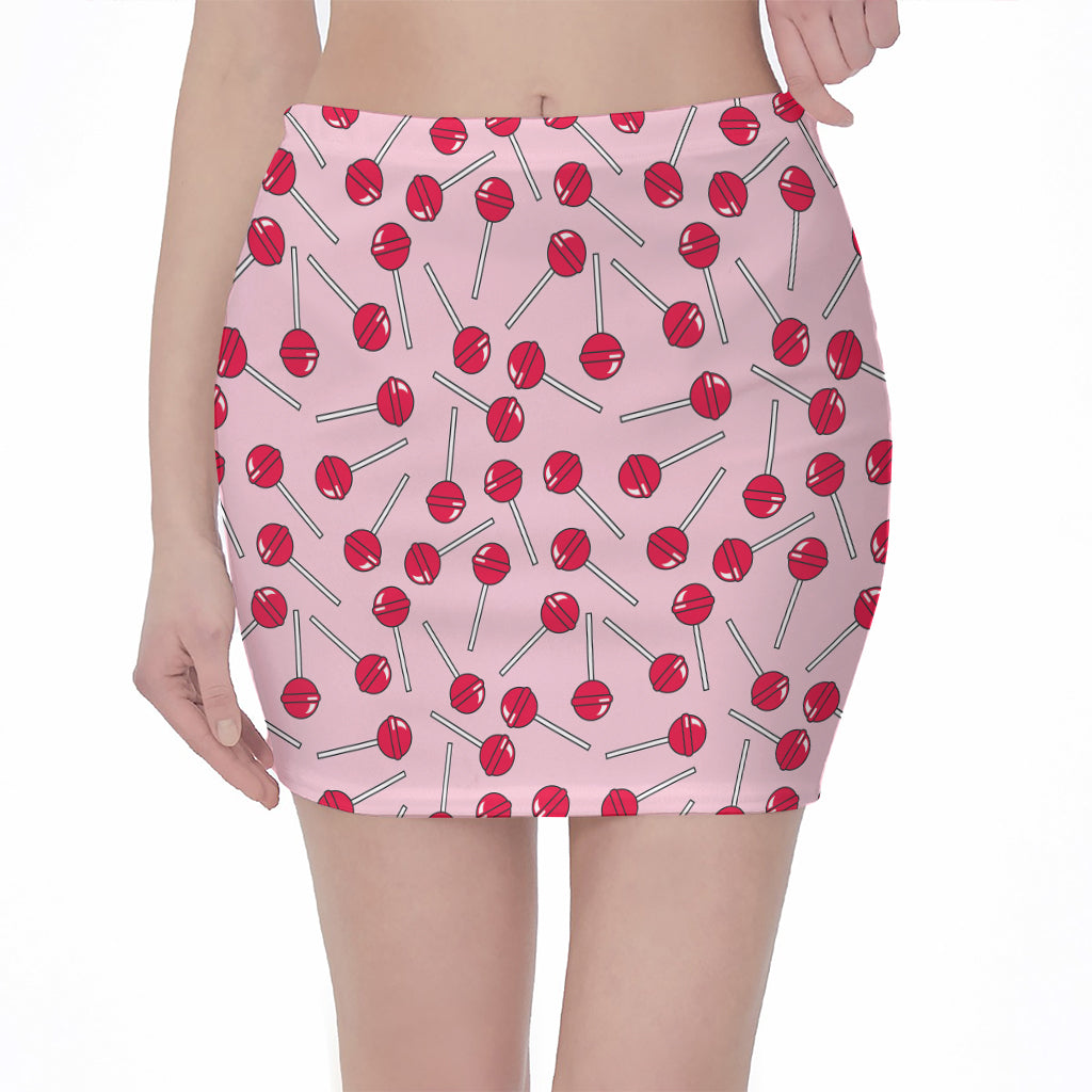 Cartoon Lollipop Pattern Print Pencil Mini Skirt