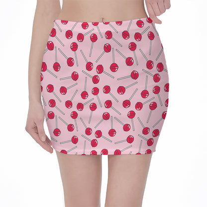 Cartoon Lollipop Pattern Print Pencil Mini Skirt