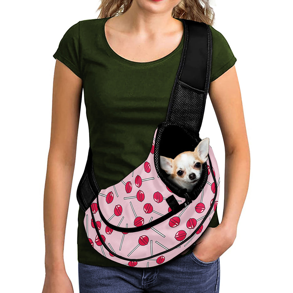 Cartoon Lollipop Pattern Print Pet Sling Carrier