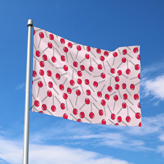 Cartoon Lollipop Pattern Print Polyester Flag