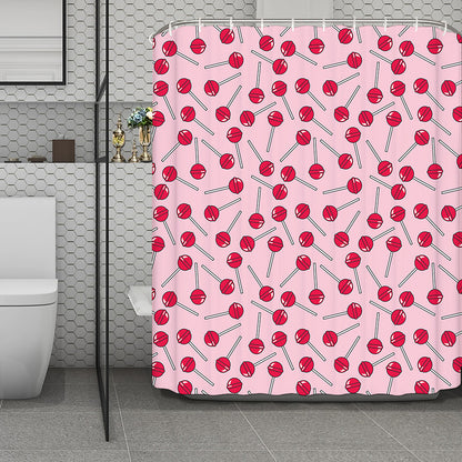Cartoon Lollipop Pattern Print Polyester Shower Curtain