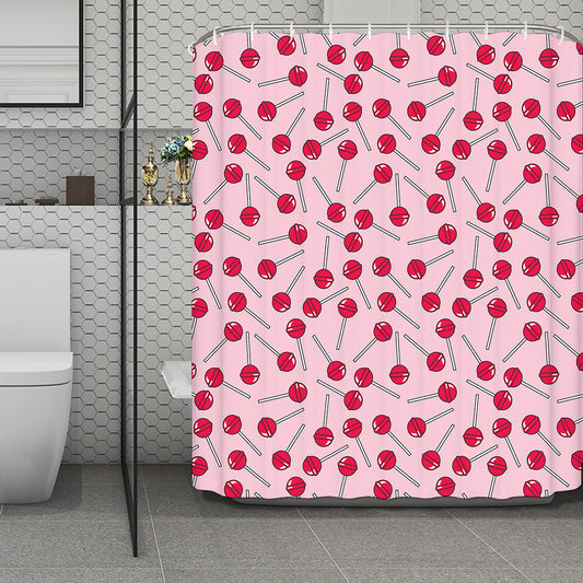Cartoon Lollipop Pattern Print Polyester Shower Curtain
