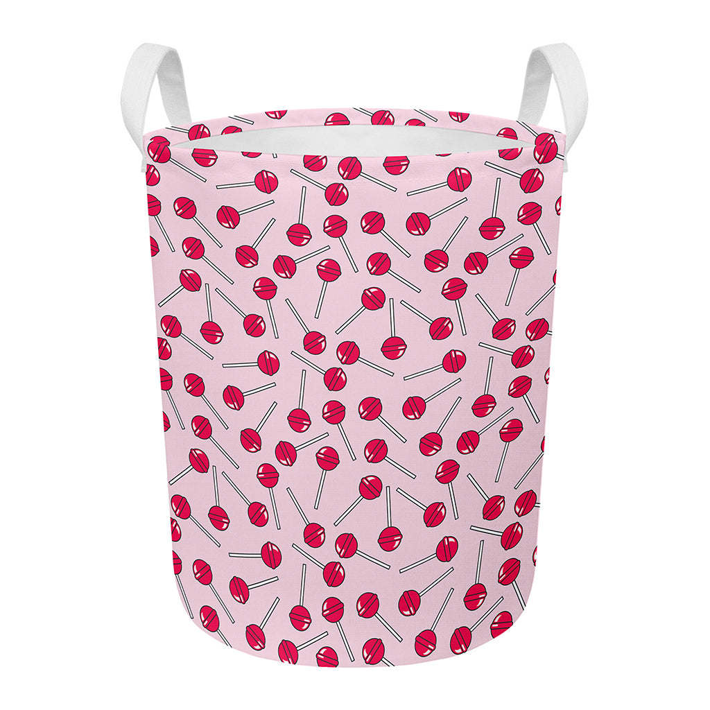 Cartoon Lollipop Pattern Print Round Laundry Basket