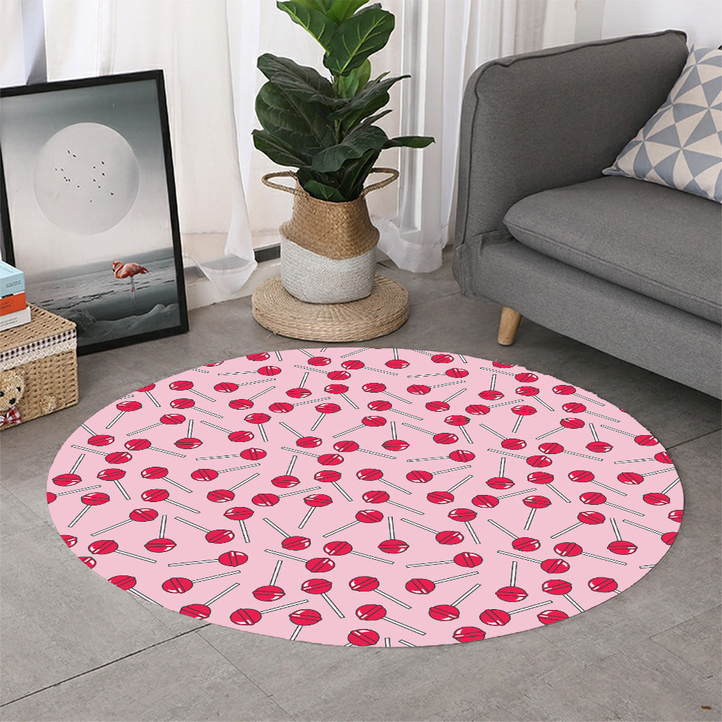 Cartoon Lollipop Pattern Print Round Rug