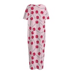 Cartoon Lollipop Pattern Print Short Sleeve Long Nightdress