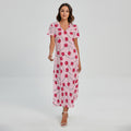 Cartoon Lollipop Pattern Print Short Sleeve Maxi Dress