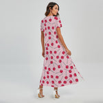 Cartoon Lollipop Pattern Print Short Sleeve Maxi Dress