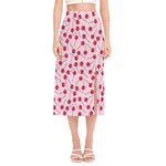 Cartoon Lollipop Pattern Print Side Slit Midi Skirt