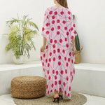 Cartoon Lollipop Pattern Print Silk V-Neck Kaftan Dress