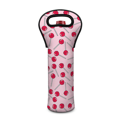 Cartoon Lollipop Pattern Print Single Neoprene Wine Tote
