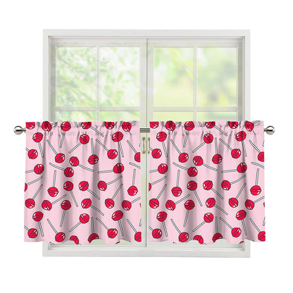 Cartoon Lollipop Pattern Print Tier Curtains