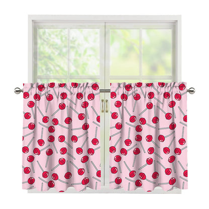 Cartoon Lollipop Pattern Print Tier Curtains