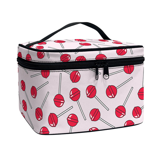 Cartoon Lollipop Pattern Print Travel Makeup Bag