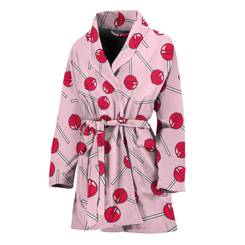 Cartoon Lollipop Pattern Print Women's Bathrobe