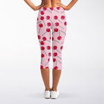 Cartoon Lollipop Pattern Print Women's Capri Leggings