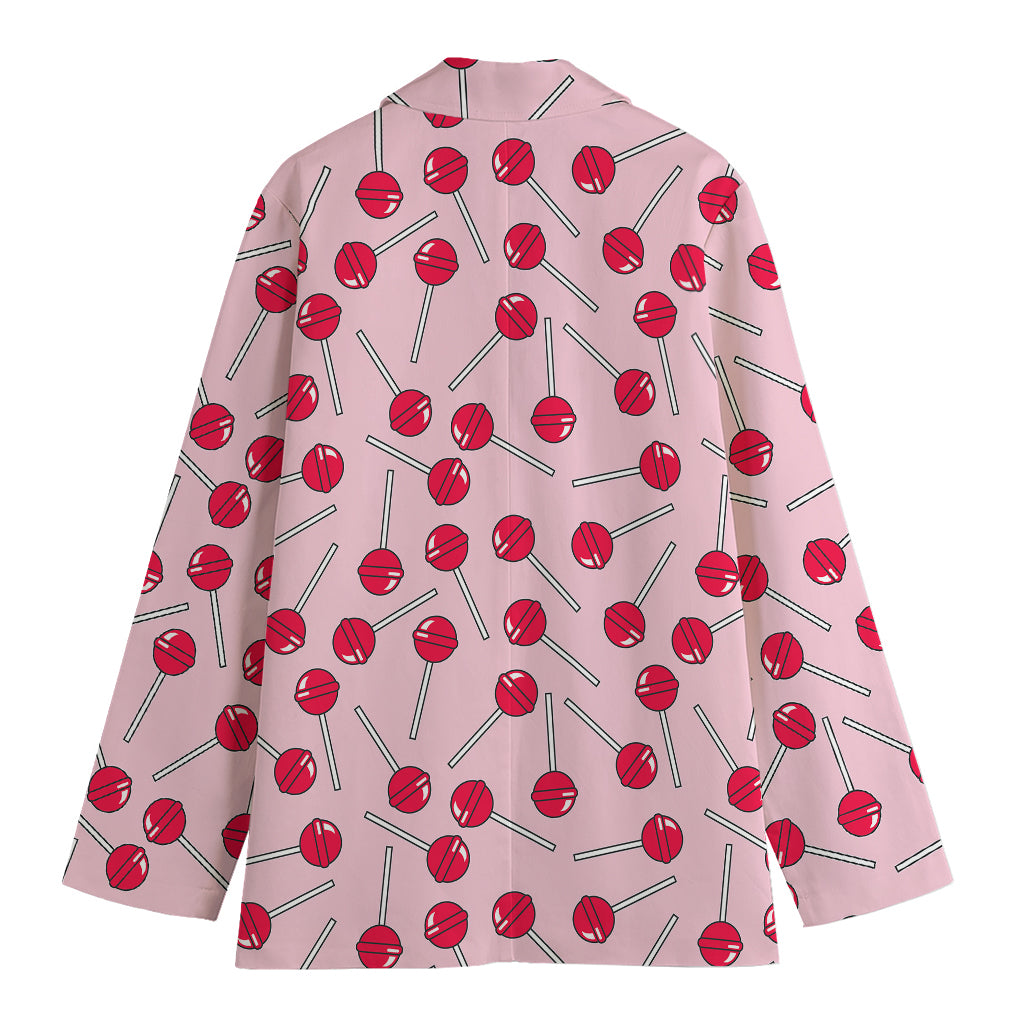 Cartoon Lollipop Pattern Print Women's Cotton Blazer