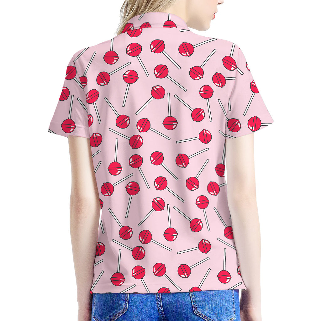 Cartoon Lollipop Pattern Print Women's Polo Shirt