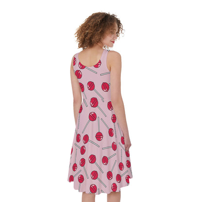 Cartoon Lollipop Pattern Print Women's Sleeveless Dress