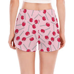 Cartoon Lollipop Pattern Print Women's Split Running Shorts