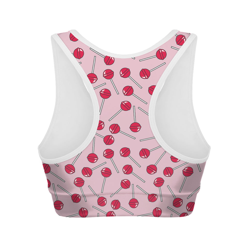 Cartoon Lollipop Pattern Print Women's Sports Bra