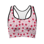 Cartoon Lollipop Pattern Print Women's Sports Bra