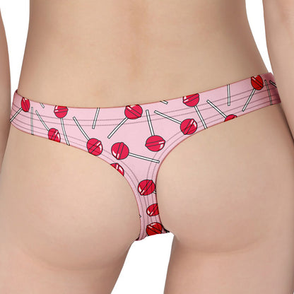 Cartoon Lollipop Pattern Print Women's Thong