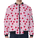 Cartoon Lollipop Pattern Print Zip Sleeve Bomber Jacket