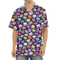 Cartoon Macaron Pattern Print Aloha Shirt