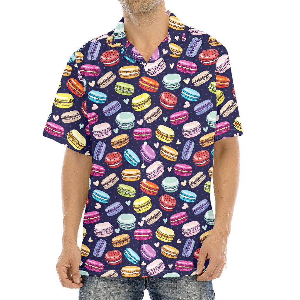 Cartoon Macaron Pattern Print Aloha Shirt