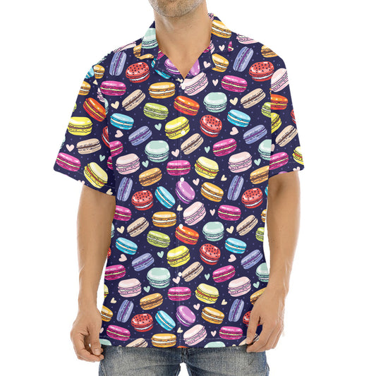 Cartoon Macaron Pattern Print Aloha Shirt