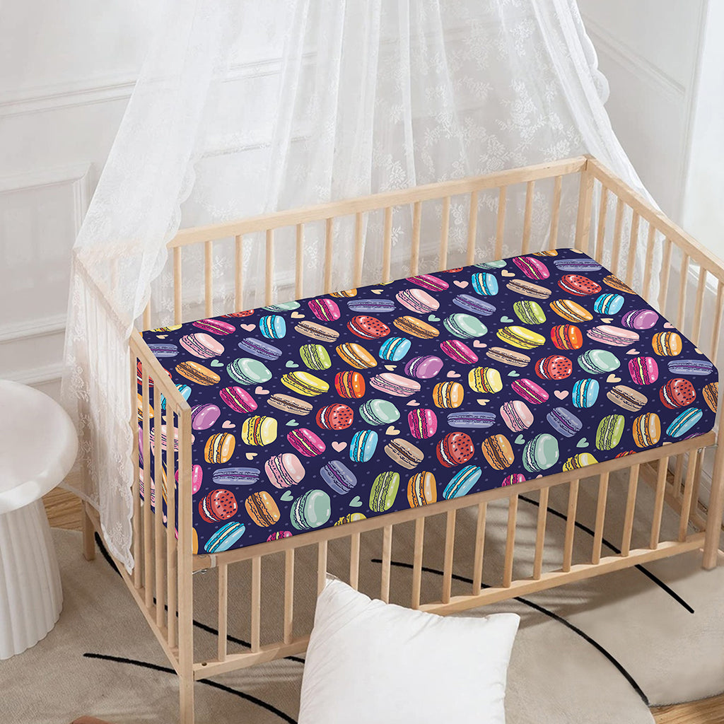 Cartoon Macaron Pattern Print Baby Crib Sheet