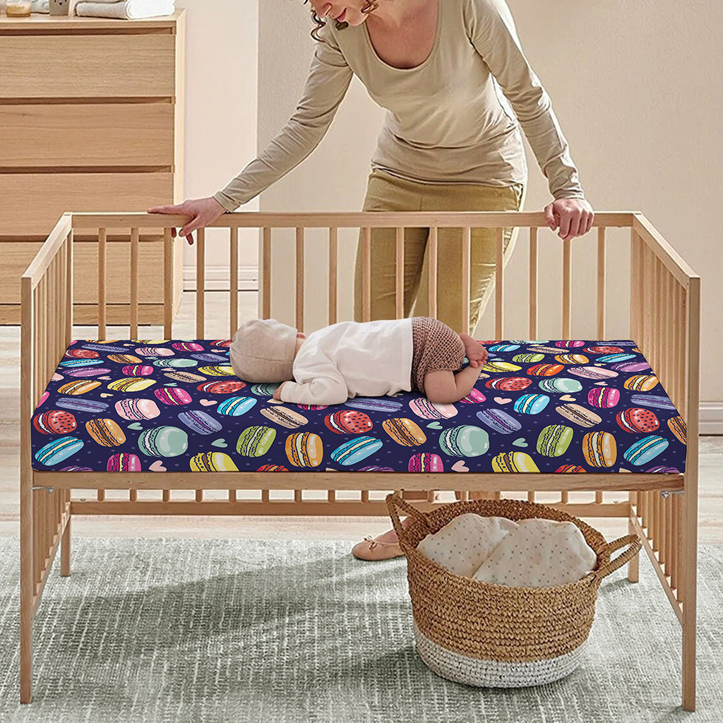 Cartoon Macaron Pattern Print Baby Crib Sheet
