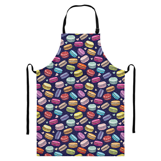 Cartoon Macaron Pattern Print Bib Apron With Pocket
