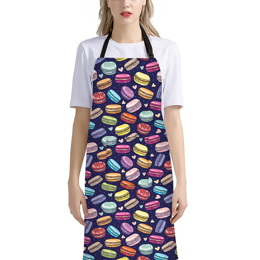 Cartoon Macaron Pattern Print Bib Apron With Pocket