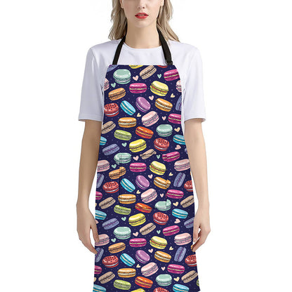 Cartoon Macaron Pattern Print Bib Apron With Pocket