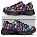 Cartoon Macaron Pattern Print Black Chunky Shoes