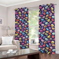Cartoon Macaron Pattern Print Dimout Grommet Curtains