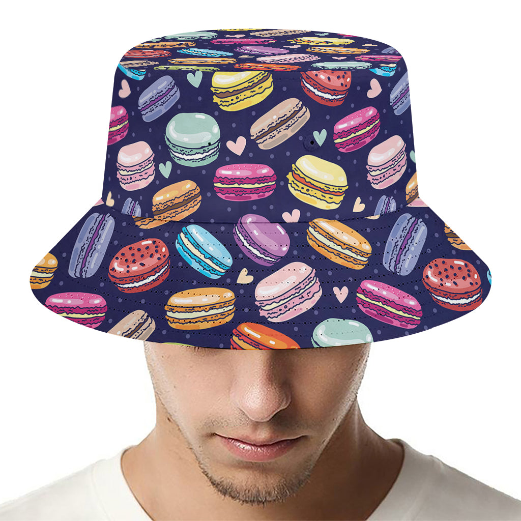 Cartoon Macaron Pattern Print Bucket Hat