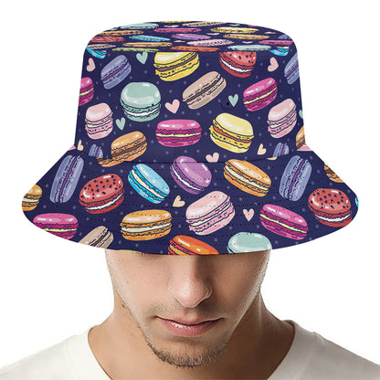 Cartoon Macaron Pattern Print Bucket Hat