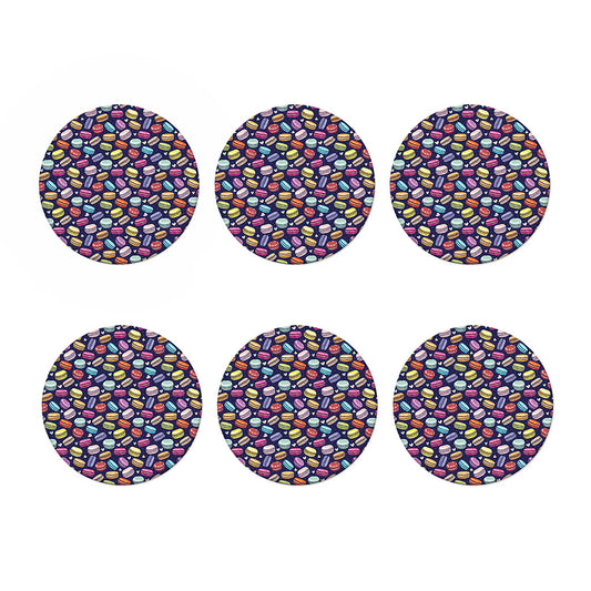 Cartoon Macaron Pattern Print Coaster Set