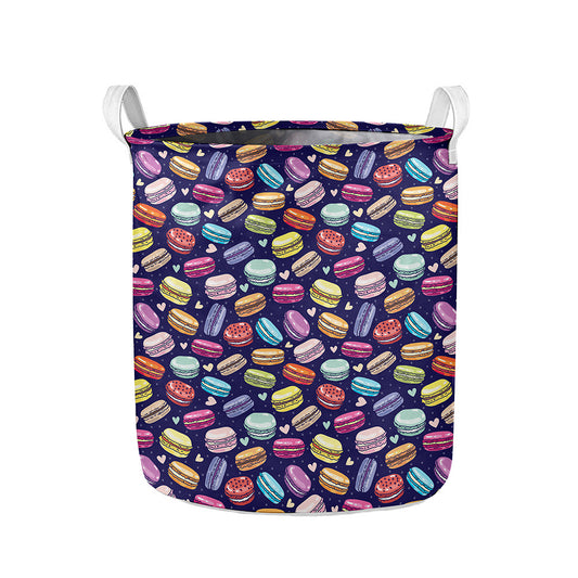 Cartoon Macaron Pattern Print Collapsible Laundry Basket