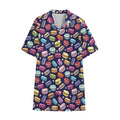 Cartoon Macaron Pattern Print Cotton Hawaiian Shirt