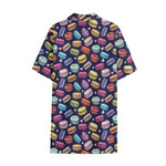 Cartoon Macaron Pattern Print Cotton Hawaiian Shirt